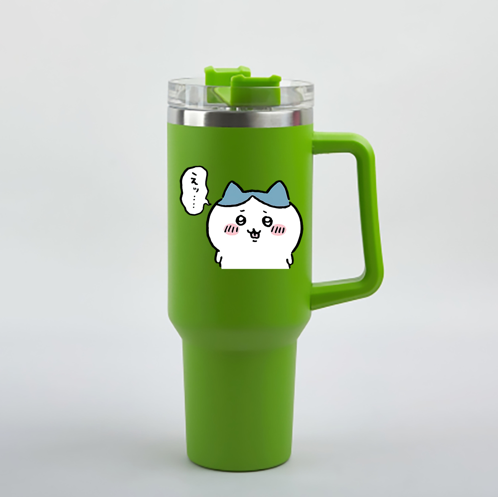 （画像用） ちいかわ ハチワレ Chii-kawa hachiware 1200mL車用タンブラー - クリスタルステッカー（プラスチックストロー付き）